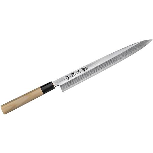 Knives Tojiro Nóż Yanagi Sashimi ZE Stali Wysokowęglowej Aogami Damascus Praworęczny Kremowy 30 CM