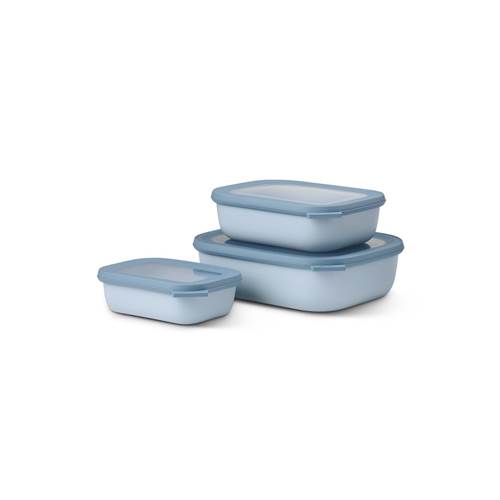 Kitchen accessories Mepal Cirqula Oblong Nordic Blue 3 Szt Niebieskie Miski Kuchenne Plastikowe Z Pokrywkami